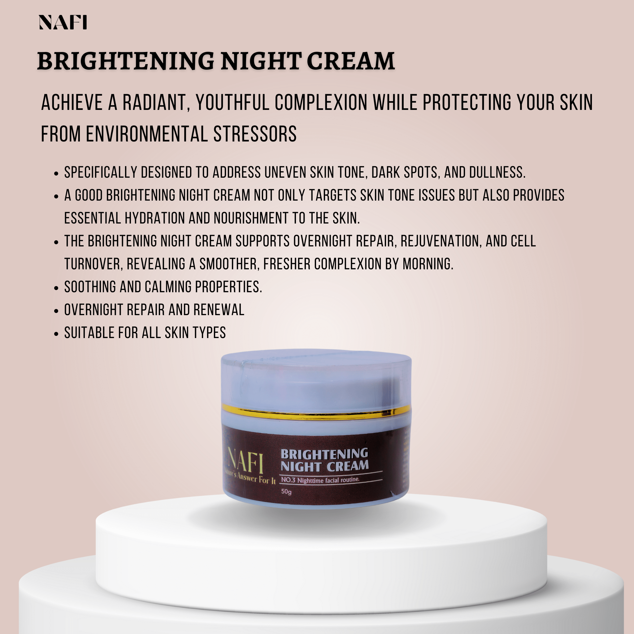 Brightening Night Cream for Pigmentation & Glow | Getnafi